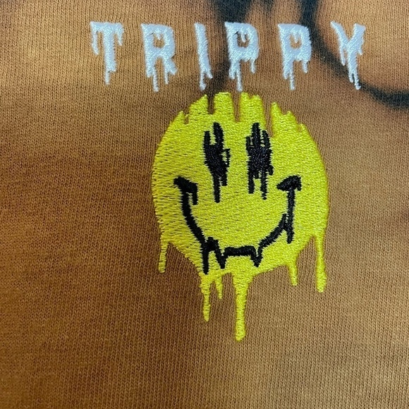 70’s Inspired Trippy Tie Dye Short Sleeve Drippy Smiley Face Tee Shirt Sz.M - Picture 3 of 7